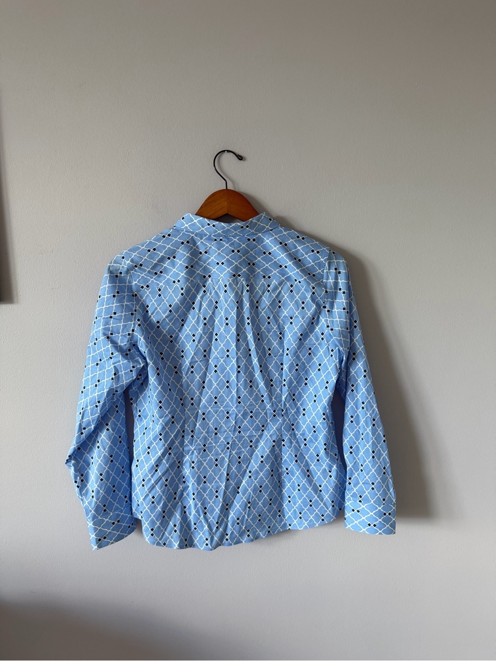 Talbots Sky Blue Geometric Button-Down Shirt - Picture 5 of 6